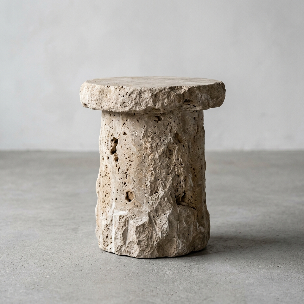 Travertine Sculptural Stool