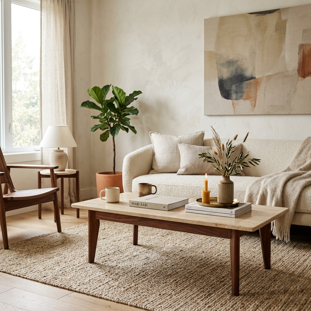 Curated palette: Travertine and Walnut