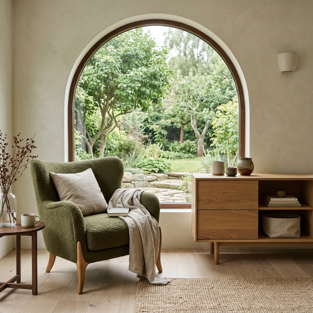 Japandi armchair interior concept